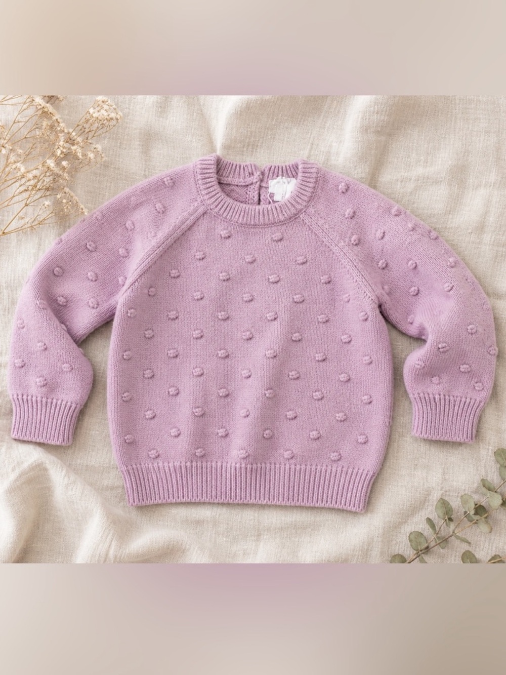 Jamie Kay Dotty Knit Jumper Sweater, Lilac Blush Lavender Purple 100% Cotton